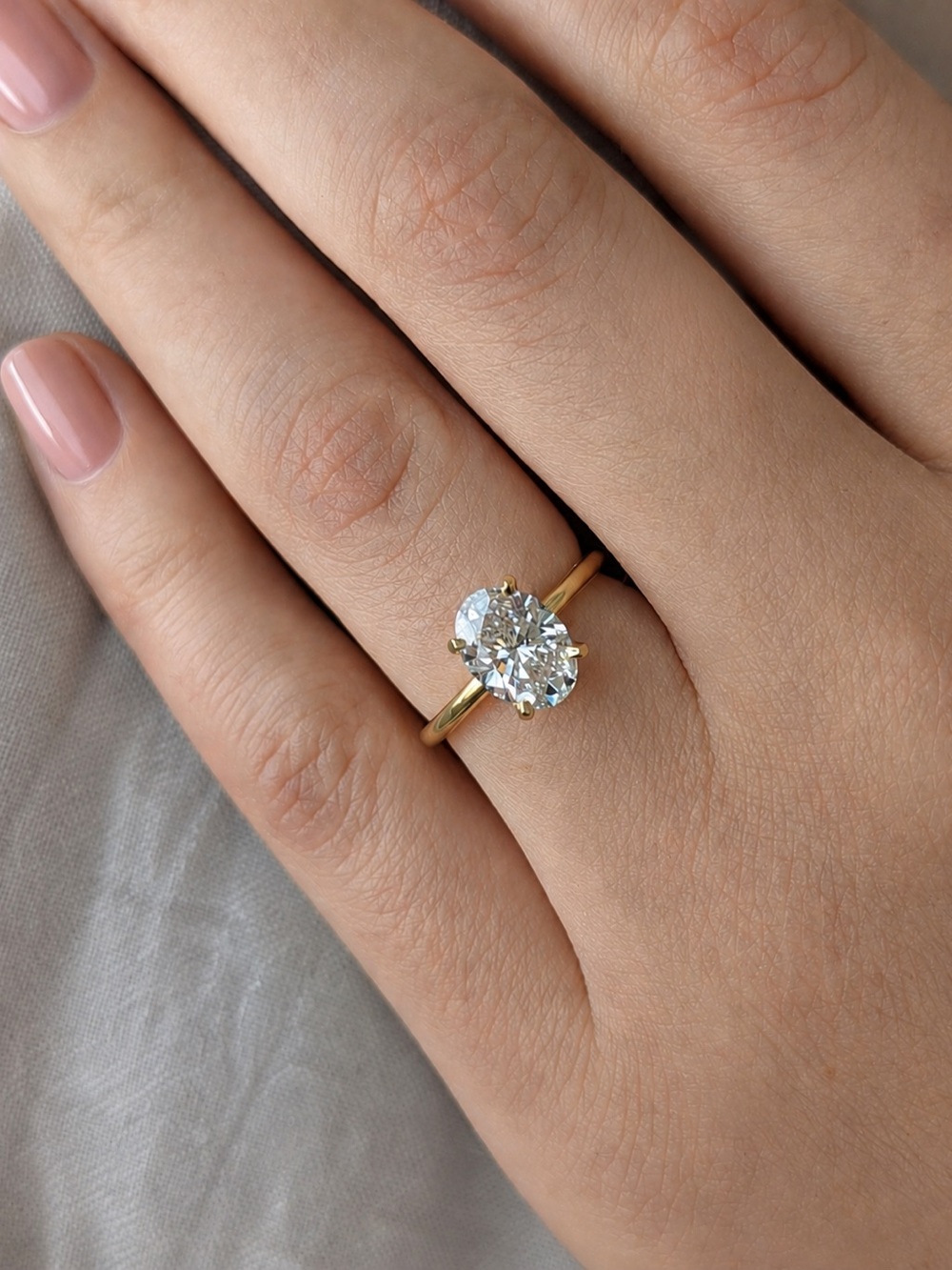 1.5ct Oval Moissanite 10K Solid Gold Engagement Ring